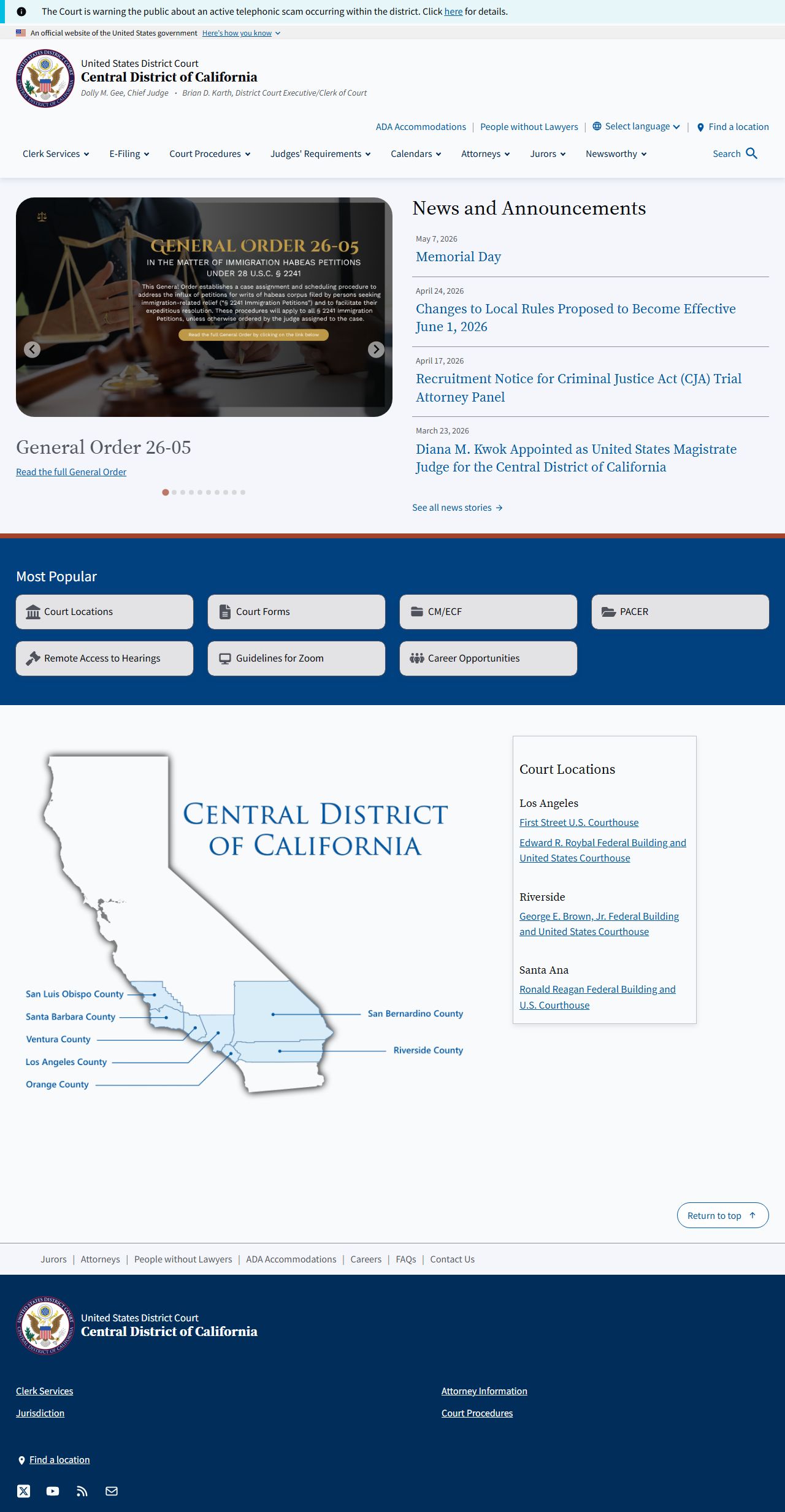 San Luis Obispo County court dockets - Central District federal court