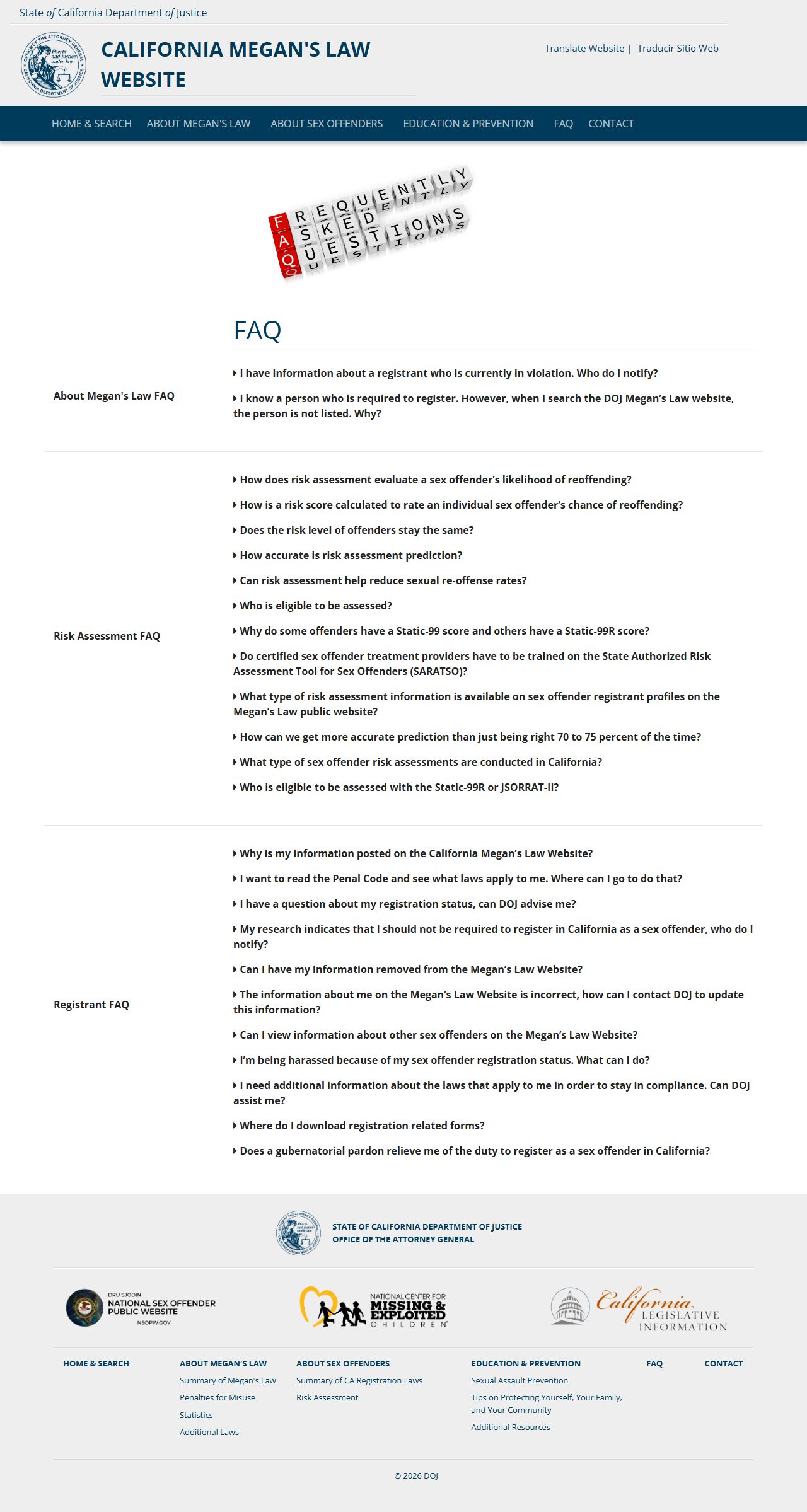 San Luis Obispo County criminal records - California DOJ Megan's Law FAQ