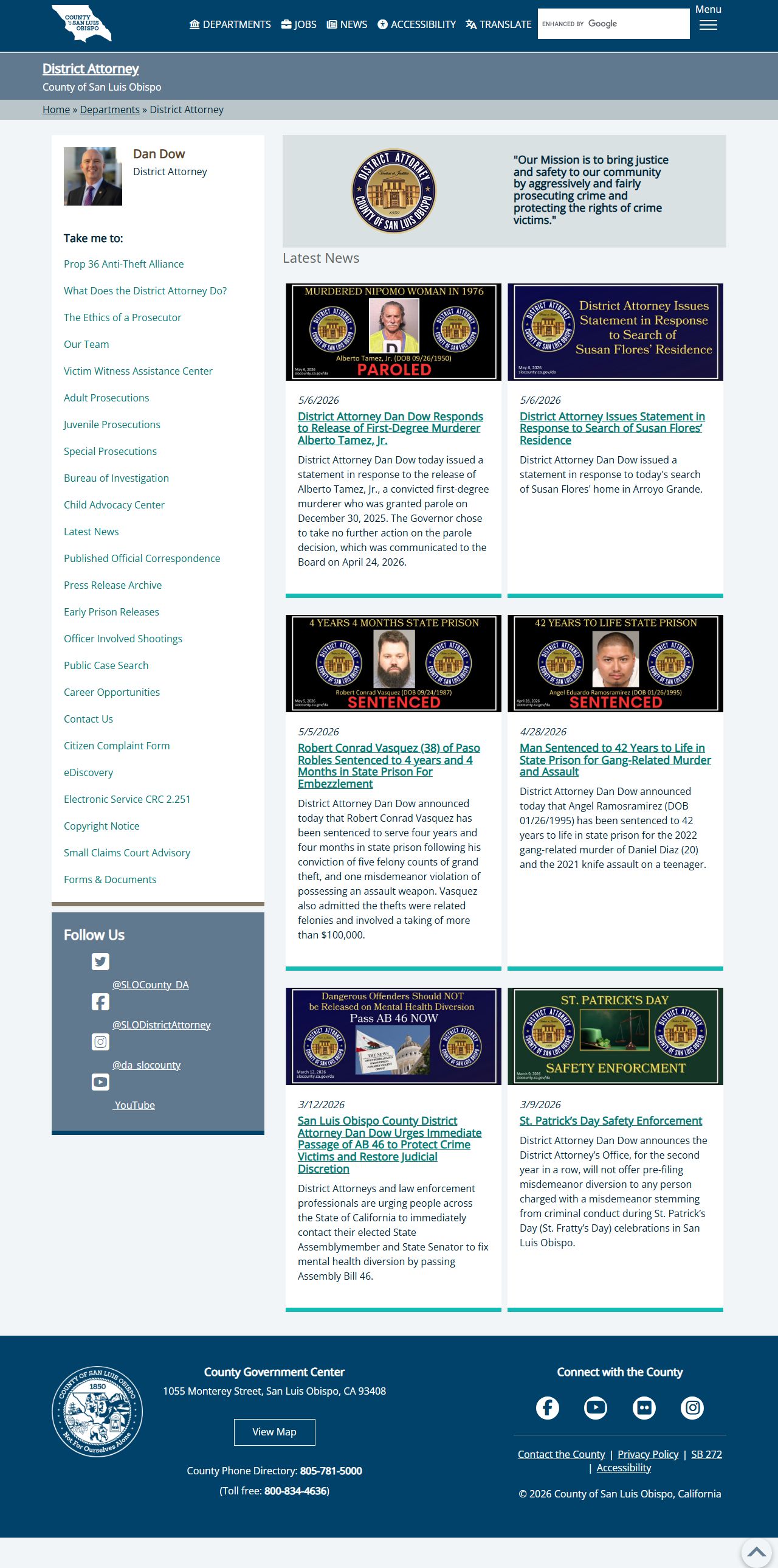 San Luis Obispo County court - District Attorney homepage