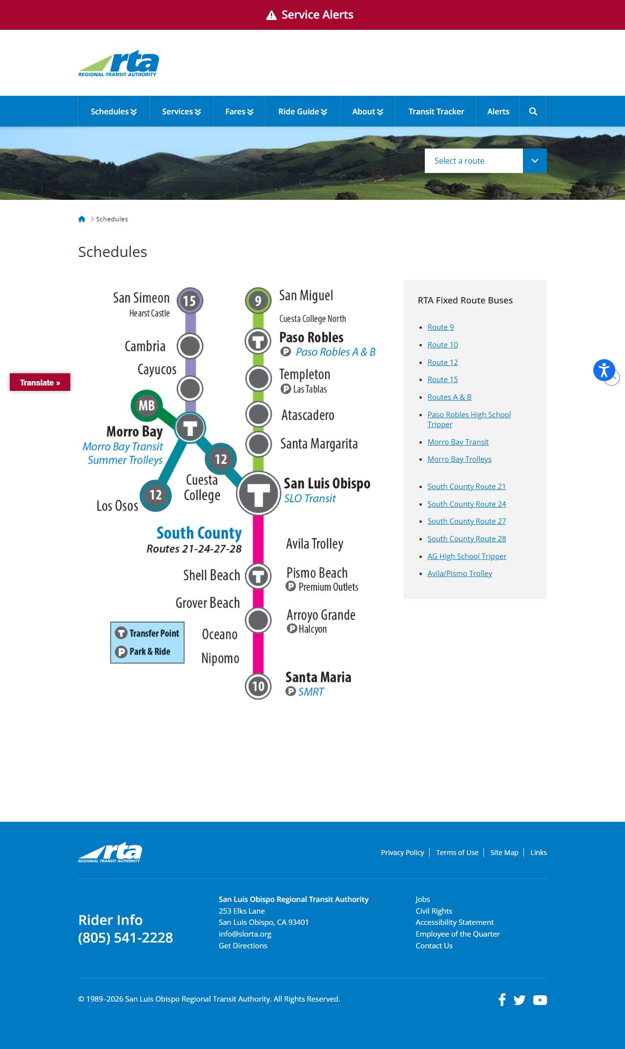 San Luis Obispo County court - Regional Transit Authority schedules and fares