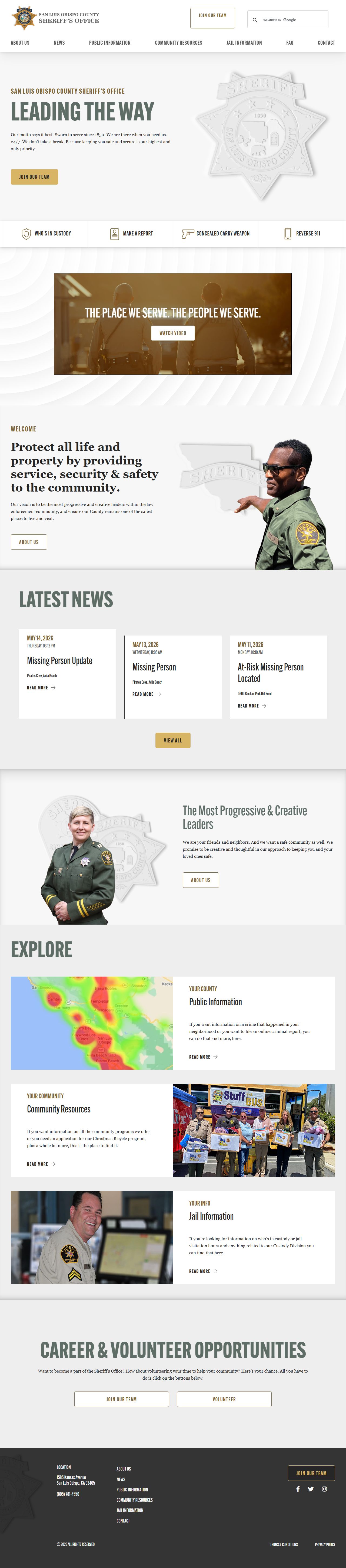 San Luis Obispo County inmate records - Sheriff home page