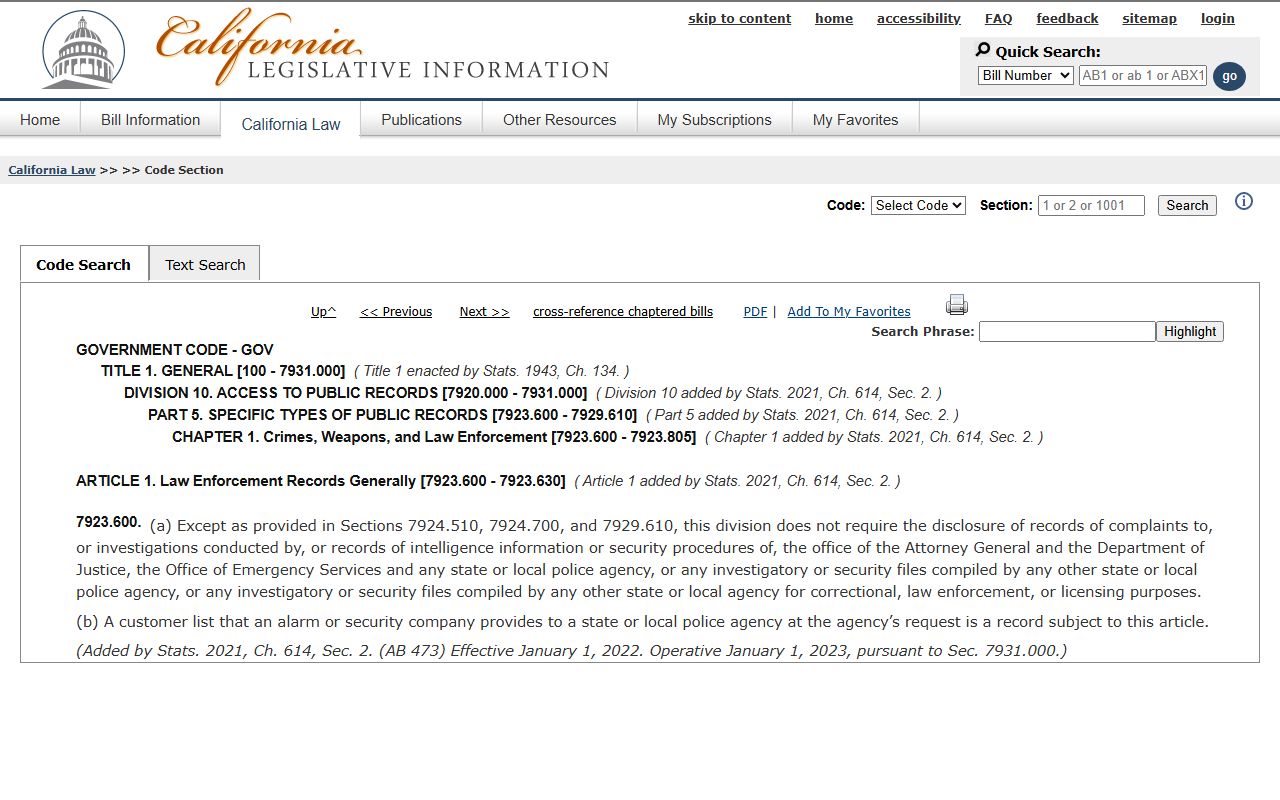 San Luis Obispo County public records - CPRA law enforcement investigatory records statute