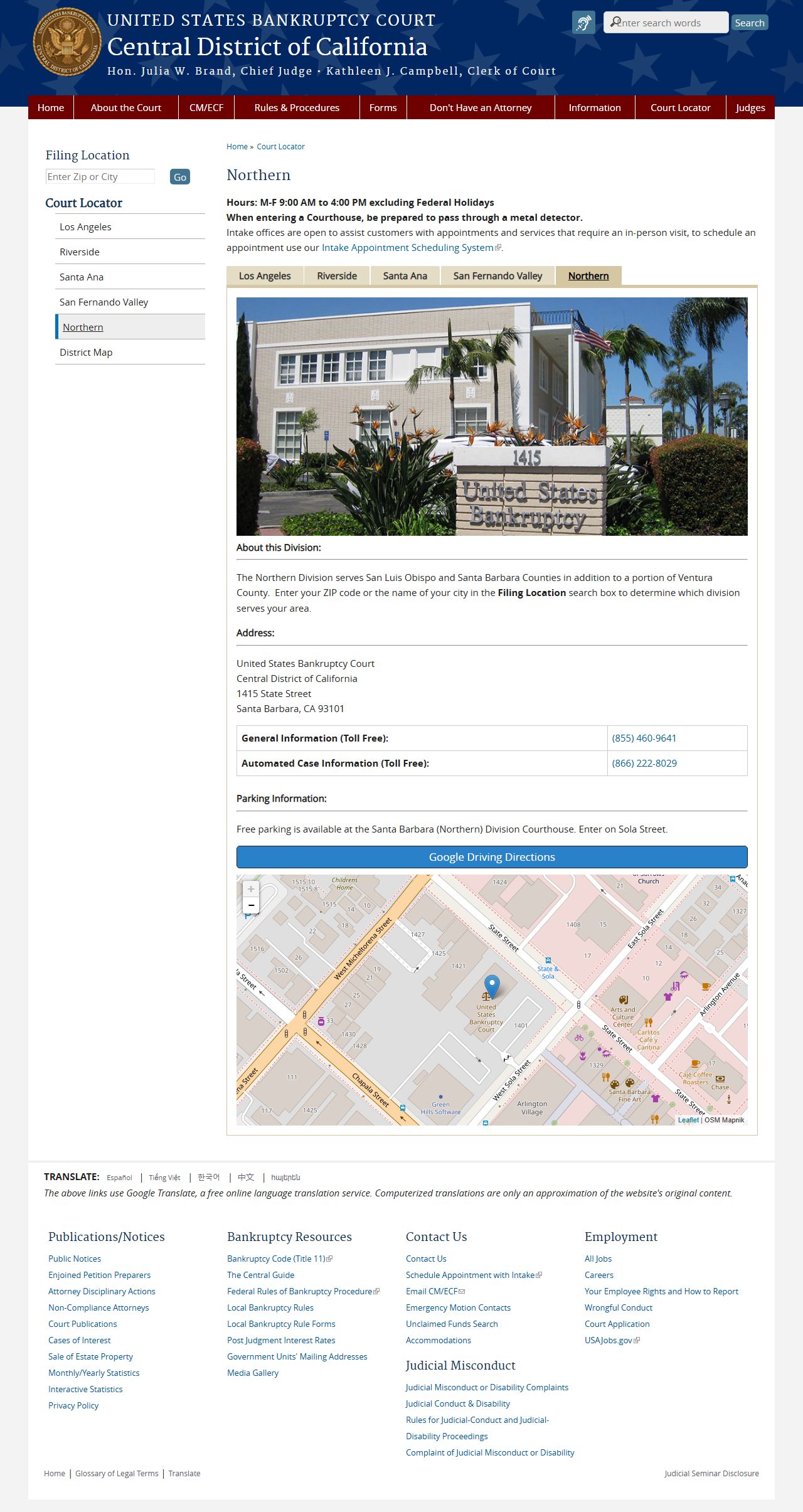 San Luis Obispo County traffic court records - bankruptcy court northern division